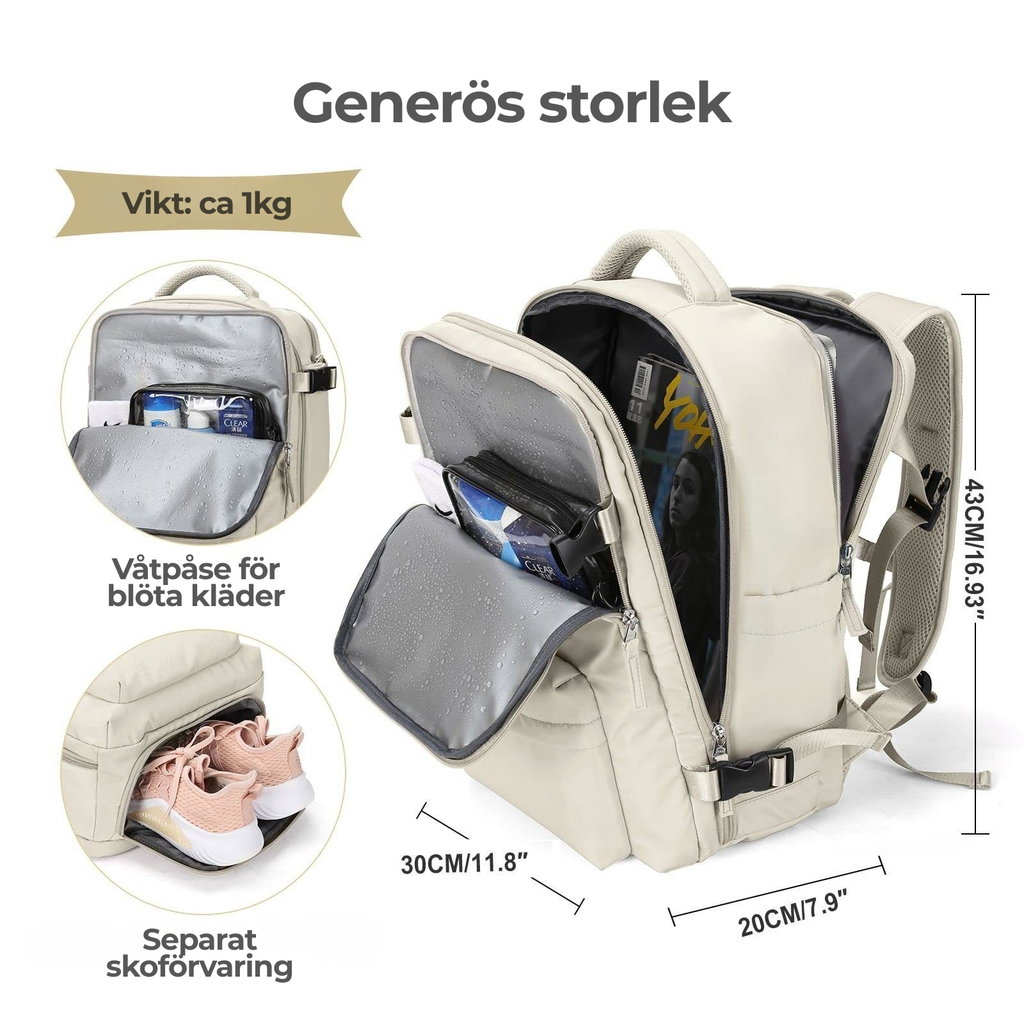 Travel Backpack – stor kapacitet & smart design